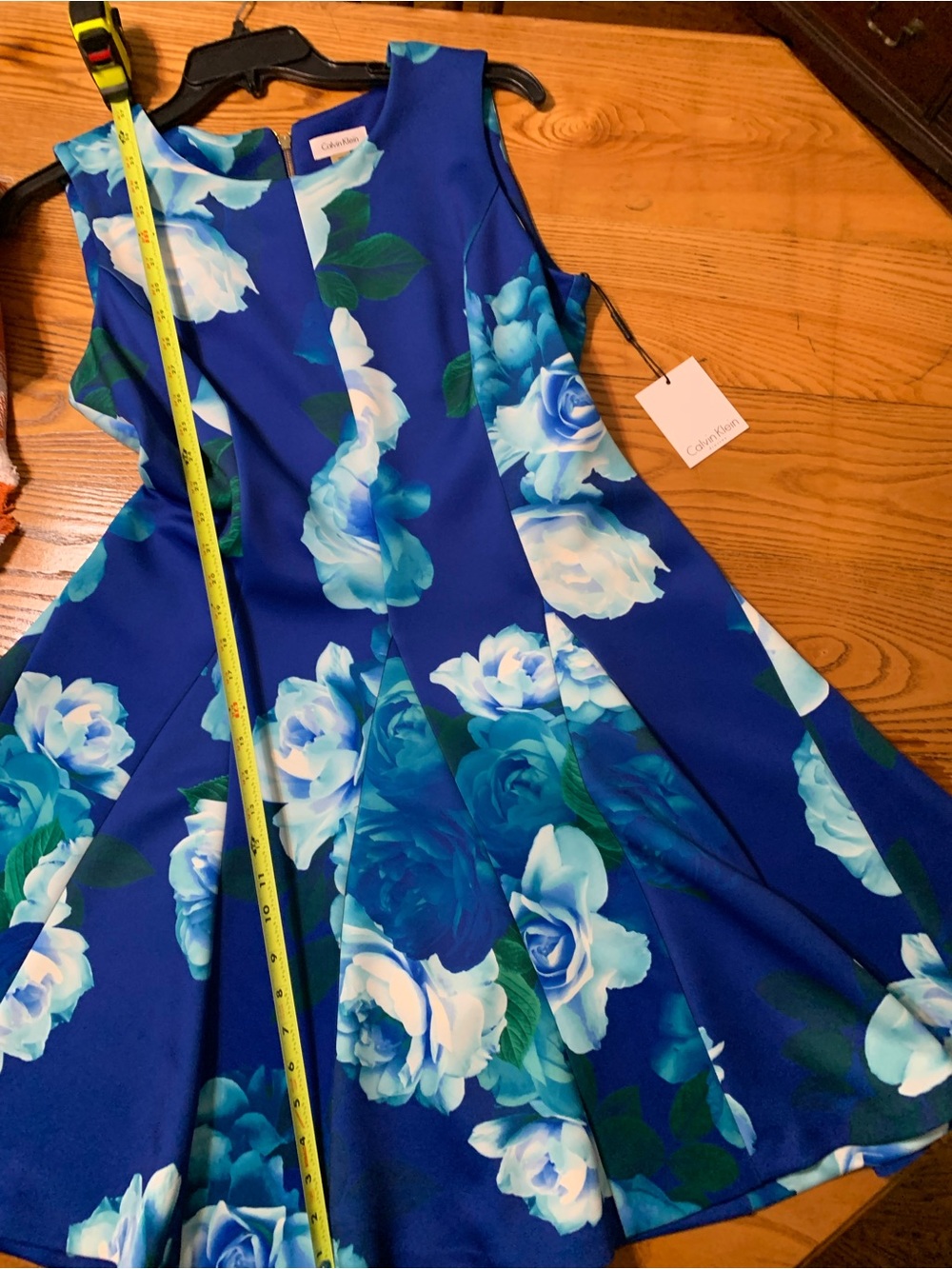 Calvin Klein Blue Floral Sleeveless A-Line Dress - Picture 8 of 9